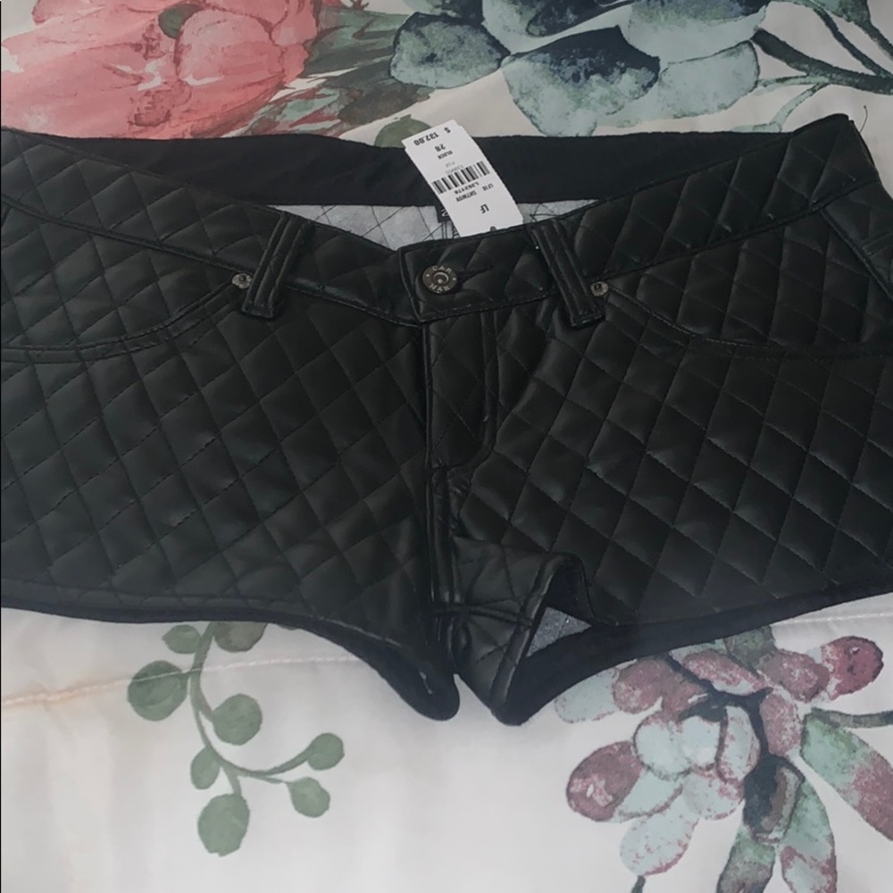 Very stylish Black quilted faux leather shorts